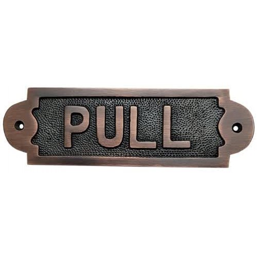Horizontal "PULL" Brass Door Sign - Oil Rubbed Bronze